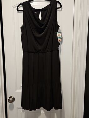 Alfani Black Sleeveless Cowl Neck Midi Dress Sleek Formal